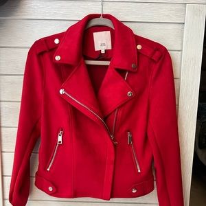 Red suade River Island Jacket. Size M, never worn. Can be worn multiple ways.